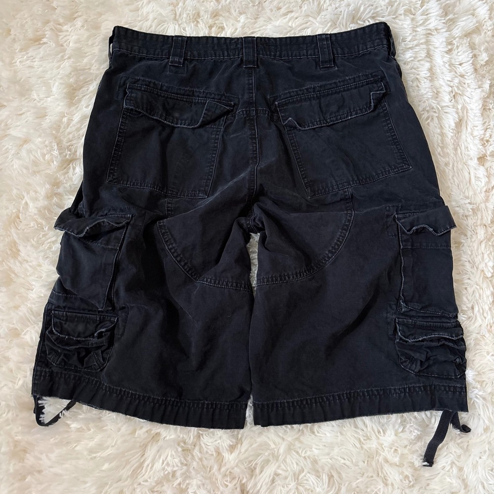 Cargo Supply Mens Black Ripstop Cargo Shorts Size 34 Multi Pocket Utility